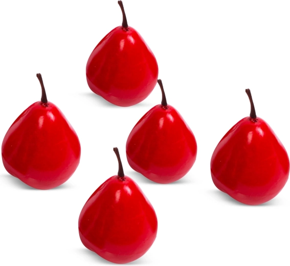 Weihnachtsdekoration rote Birnen 6 cm – 5 Stück