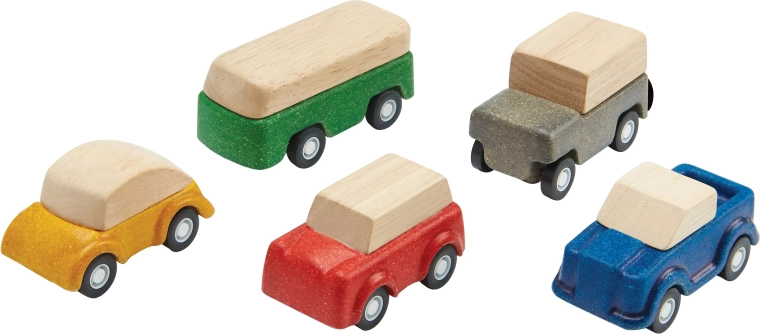 PlanToys PlanWorld Holzautos – Set mit 5 Fahrzeugen