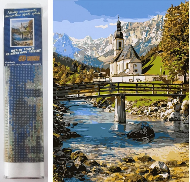 Diamantmalerei – Kirche in Ramsau 30 × 40 cm