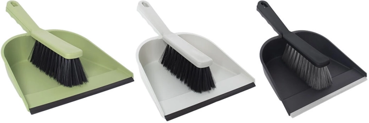 Kehrschaufel-Set mit Gummilippe – Kunststoffset, Farbmix