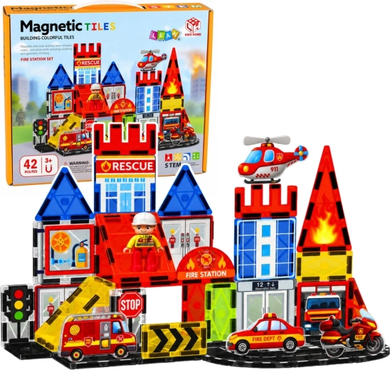 Magnetische Bausteine Feuerwehrstation 42 Teile