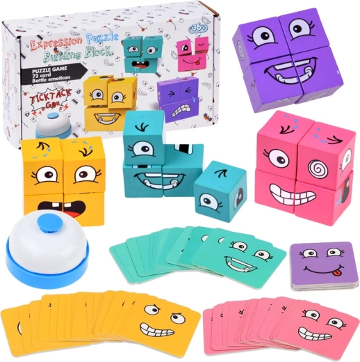 Expression Puzzle – Reaktionsspiel zum Zusammensetzen von Gesichtern und Emotionen auf Zeit