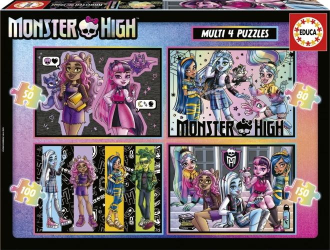 EDUCA Puzzle Monster High 4-in-1 (50, 80, 100, 150 Teile)