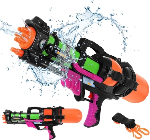 Große Wasserpistole 60 cm mit 1,25-l-Tank und 6 m Reichweite