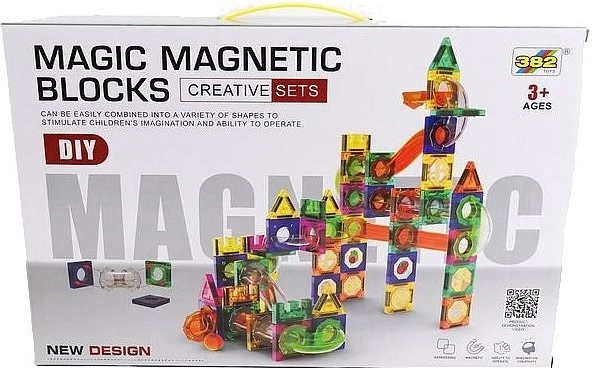 Magnetisches Konstruktionsspielzeug mit Murmelbahn, 160 Teile