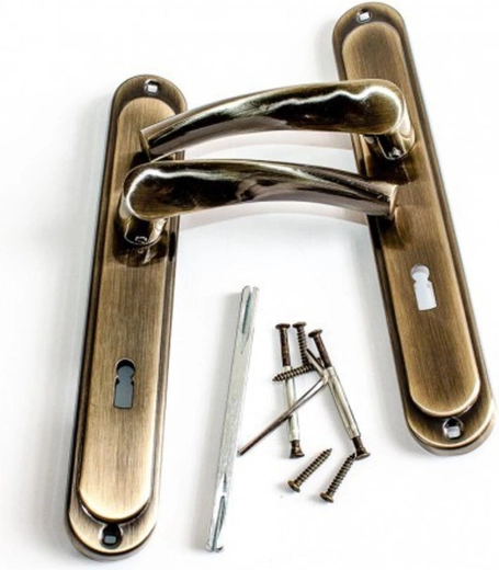 Türbeschlag ATENA mit Profilzylinder 72 mm, Patina