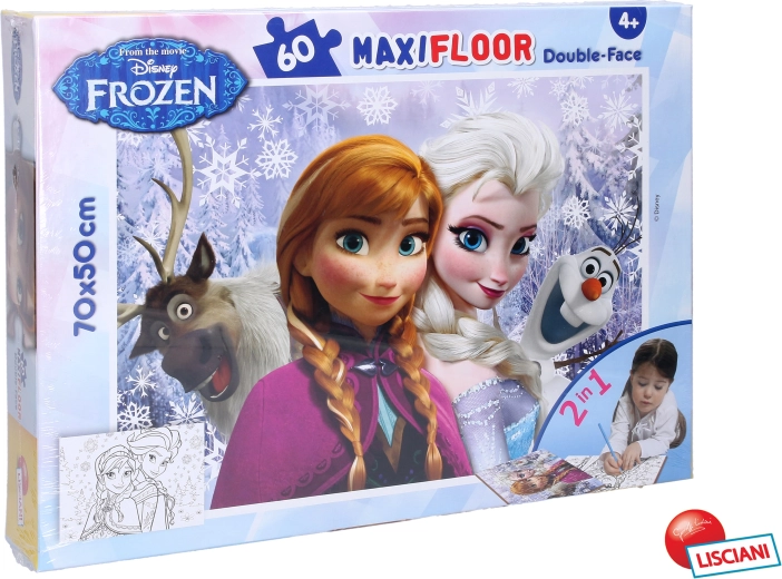 Doppelseitiges Frozen-Puzzle mit Elsa und Anna, 70 × 50 cm
