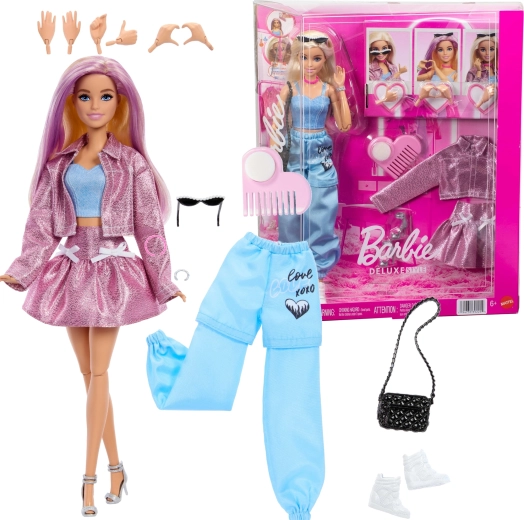 Barbie Deluxe Style Mode-Set mit Puppe, Outfits und Accessoires