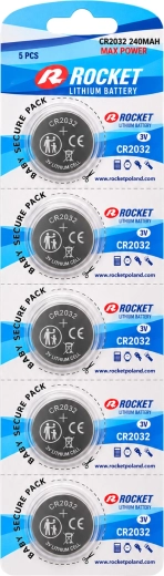 Lithium-Knopfzellenbatterien Rocket CR2032 3 V 240 mAh – Packung mit 100 Stück