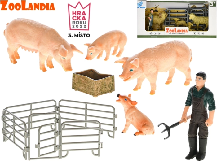 Zoolandia Set mit Bauernhof-Figuren mit Jungtieren und Zubehör