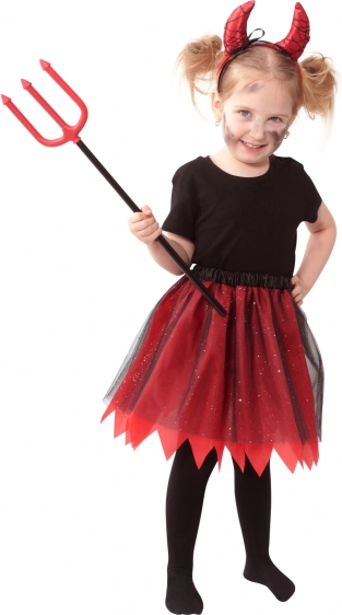 Kinderkostüm Teufelin Tutu mit Haarreif und Hörnern