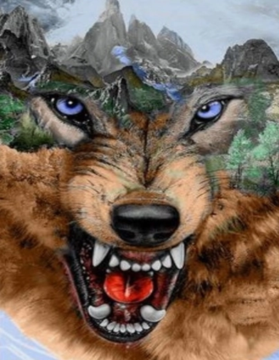 Norimpex Diamantmalerei Wolf und Berge 80 × 40 cm