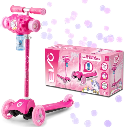 EVO Kinder-Dreiradroller Bubblz Mini Cruiser mit Seifenblasenmaschine, rosa