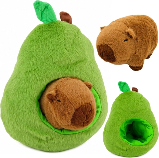 Grünes Plüsch-Avocado mit Capybara 2-in-1 25 cm