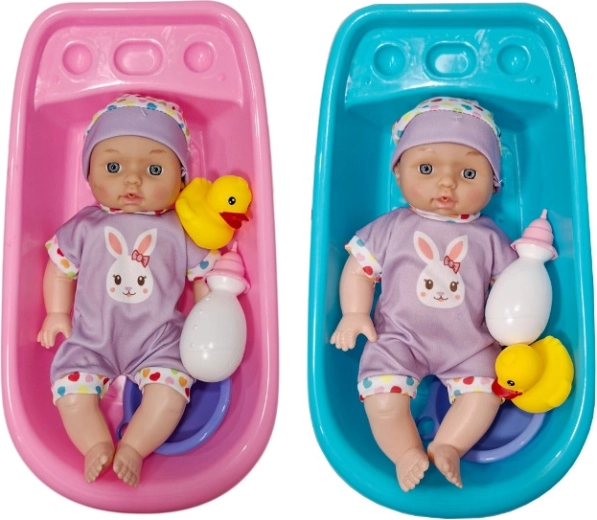 Pinkelndes Babypüppchen mit Badewanne und Zubehör