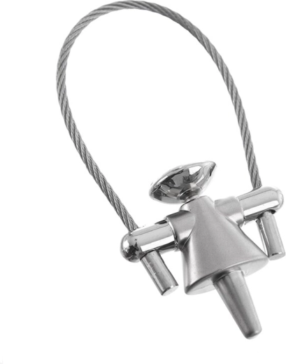 Metall-Schlüsselanhänger mit Drahtseil – Puppe, 8 cm