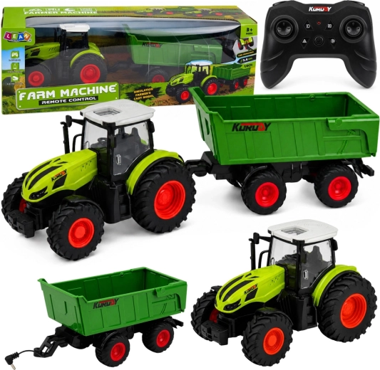 RC Landwirtschaftstraktor mit Kippanhänger 1:24 mit LED-Lichtern