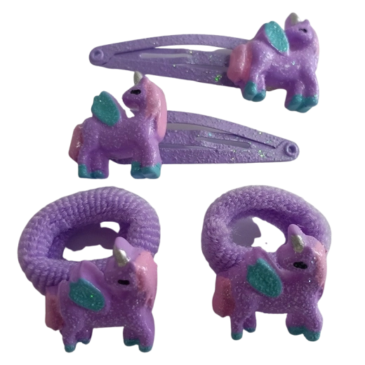 Set aus Kinder-Haargummis und Haarspangen