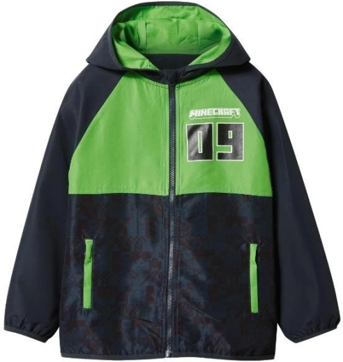 Kinder-Windjacke Minecraft schwarz-grün
