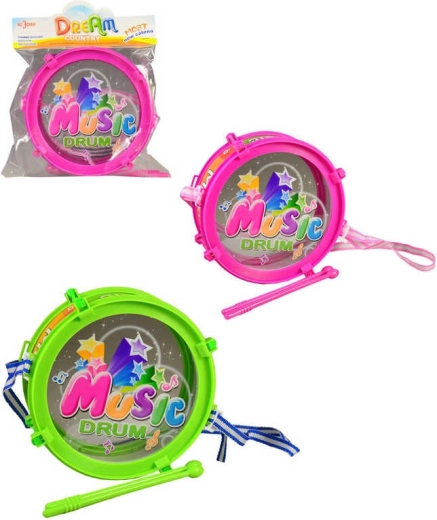 Kinder-Plastiktrommel 20 cm mit 2 Trommelstöcken – 1 Stück