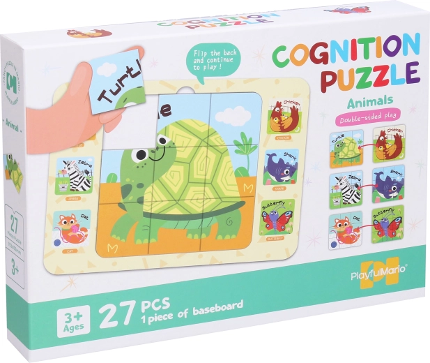 Doppelseitiges Tierpuzzle 27 Teile 25 × 18 cm
