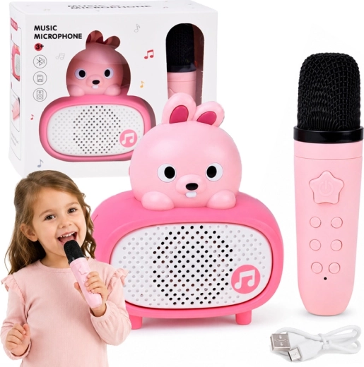 Interaktives Kinder-Karaoke mit Bluetooth-Mikrofon und Lautsprecher – Häschen