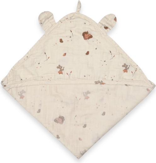 NuuRoo Danila Musselin-Babyhandtuch mit Kapuze Cream Unicorn