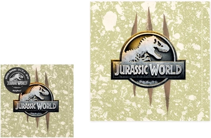 Papier-Servietten Jurassic World 33 × 33 cm, 20 Stk.