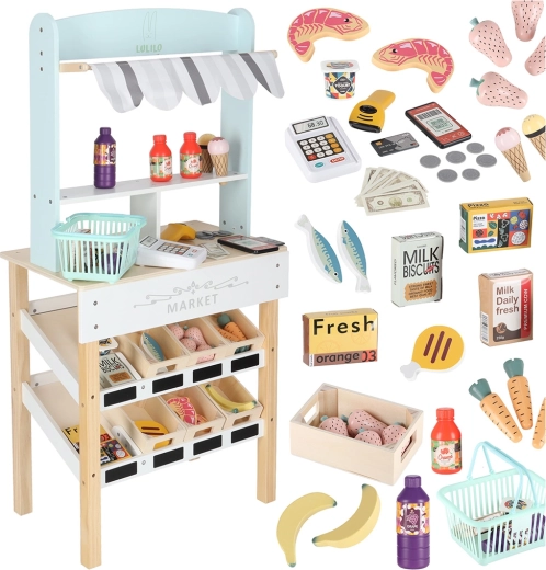 Holz-Kinder-Marktstand LULILO Melo mit Stand und Kasse