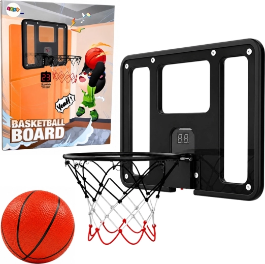 Aufhängbarer Mini-Basketballkorb mit elektronischem Punktezähler, Lichtern, Sounds und Ball