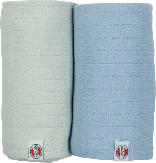 Lodger Swaddler Solid aus Bio-Baumwolle 110 × 110 cm Peppermint/Blue fogg (2 Stk.)
