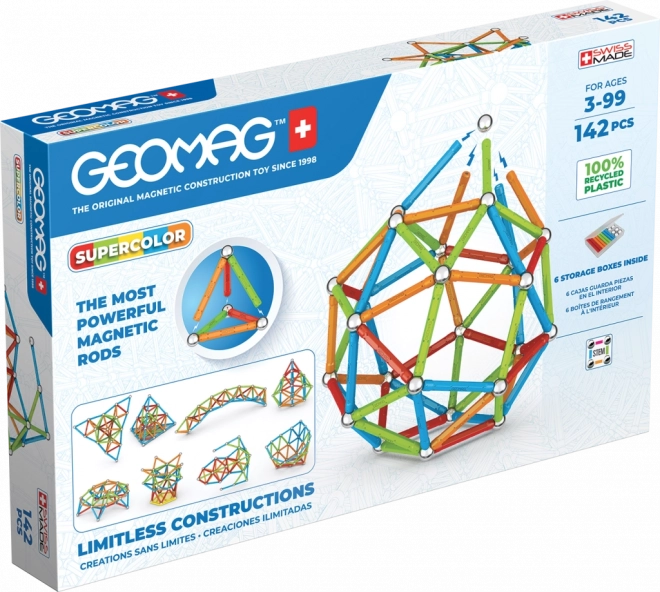 Geomag Supercolor Baukasten 142 Teile aus recyceltem Kunststoff