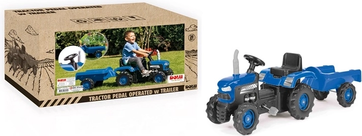 DOLU Pedaltraktor mit Anhänger, blau
