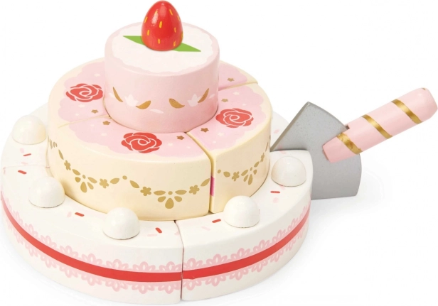 Hölzerne Hochzeitstorte mit Erdbeeren, 3 Etagen – Le Toy Van