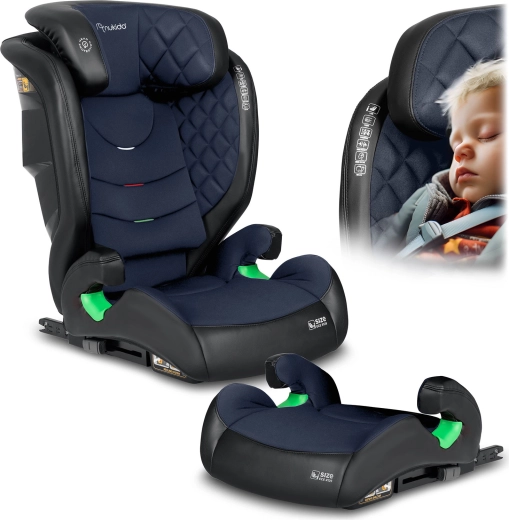 Kinder-Autositz Nukido Louis 100–150 cm ISOFIX, schwarz–marineblau