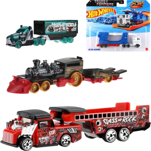 Mattel Hot Wheels Track Fleet Fahrzeug mit Anhänger Transformers - 1 Stück