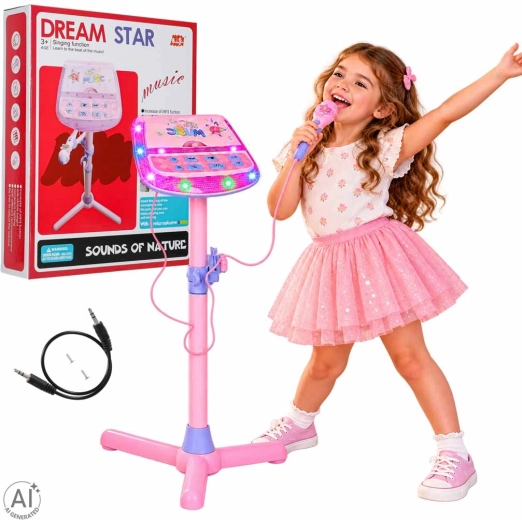 Kinder-Karaoke-Mikrofon mit Ständer und MP3-Player