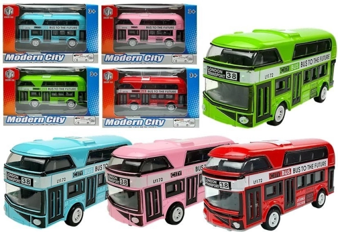 Doppeldeckerbus mit Aufziehmotor – Metallmodell in 4 Farben