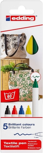 Textilmarker Edding 4600 – Set mit 5 Grundfarben