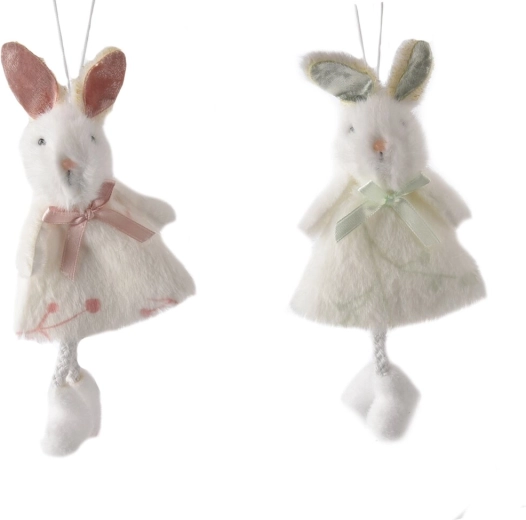 Dekorativer Hase aus Polyester 15 cm – grün oder rosa