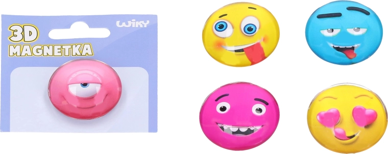 Runder Glasmagnet mit Gesicht 4 cm – Mix aus Farben und Smileys