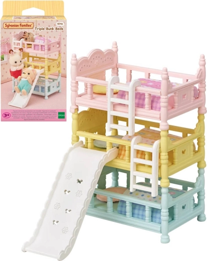 Sylvanian Families dreistöckiges Bett mit Rutsche – 3 Stück