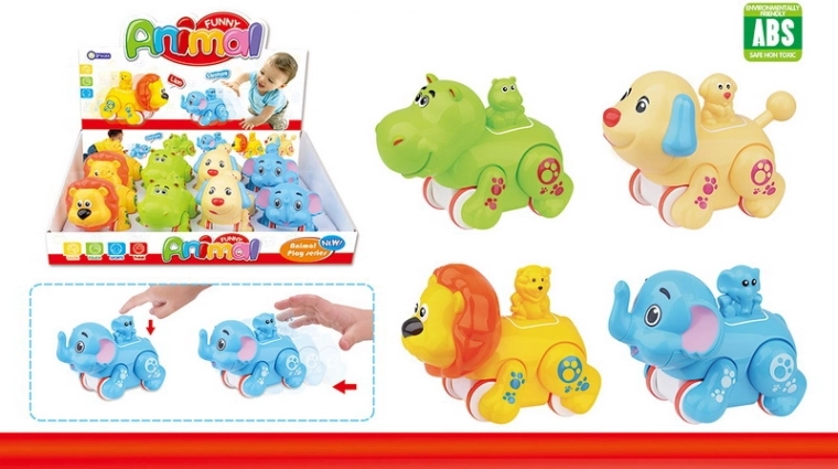 Fahrendes Tier 11,5 cm – Nilpferd, Hund, Löwe, Elefant