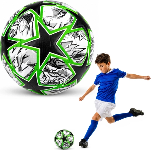 Trainingsfußball Größe 5, schwarz-grün, 22 cm