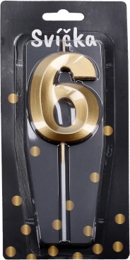Partykerze Zahl 6 Gold