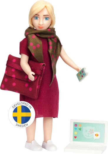 Lundby Puppe Mama – Businessfrau mit Notebook und Telefon