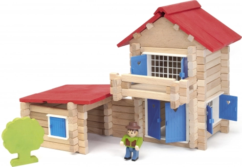 Jeujura Holzbaukasten 140 Teile Häuschen