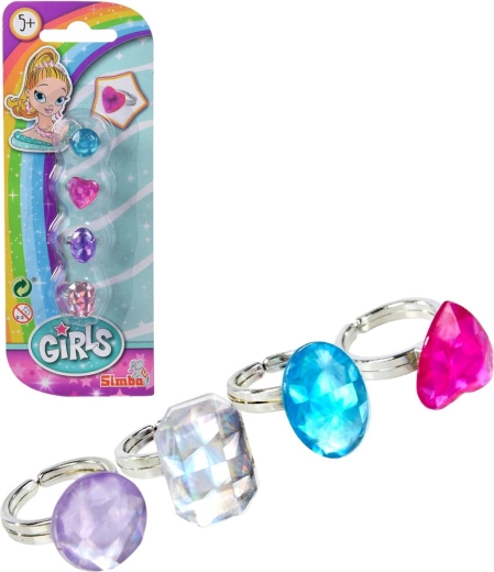 Simba Steffi Love Kinder-Ringe mit Schmucksteinen – 4 Stück
