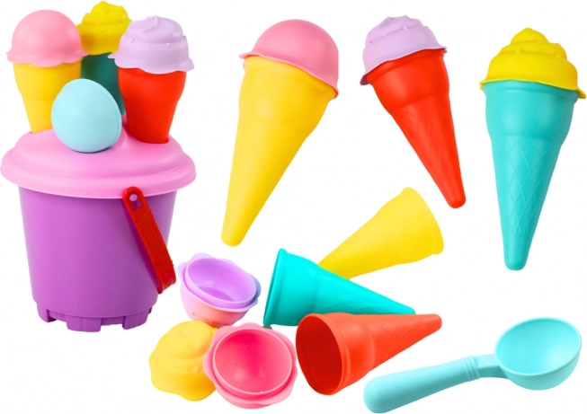 Sandspielset Eiscreme-Eimer Schaufel Rosa 6-tlg.