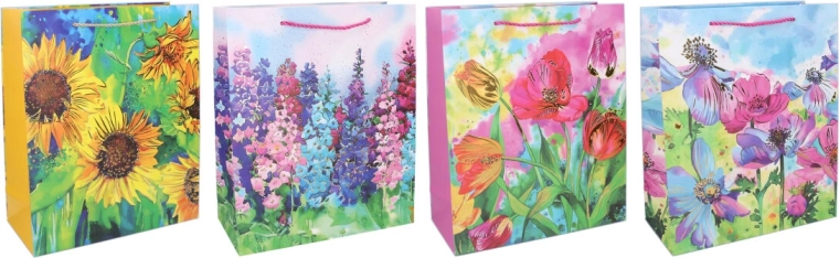Geschenkpapiertüte S 18 × 23 × 8 cm – florales Design, ganzjährig